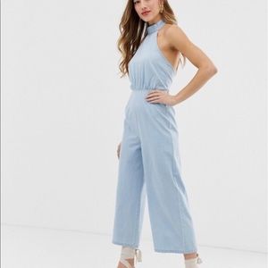 Asos Denim Halter Jumpsuit